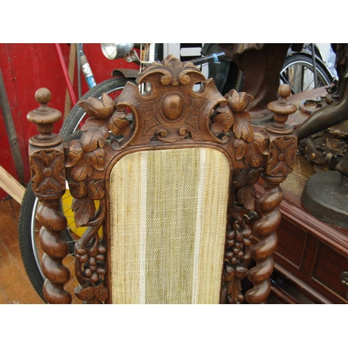 369 - Pair of Antique Carved Jacobean Side Chairs on Further Well Carved Supports