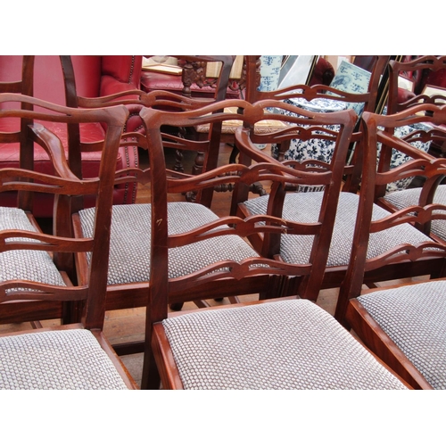 371 - Set of Eight Irish Carved Mahogany Ladderback Armchairs