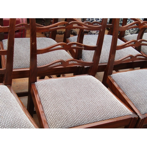 371 - Set of Eight Irish Carved Mahogany Ladderback Armchairs