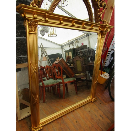 377 - Carved Giltwood Overmantle Mirror with Corinthian Column Side Decoration Approximately 5ft Wide x 5f... 