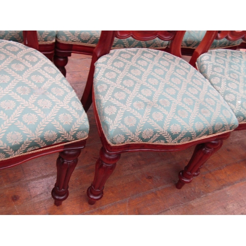 378 - Set of Eight Carved Mahogany Balloon Back Dining Chairs on Shaped Form Supports