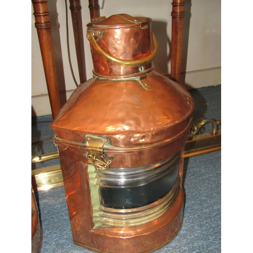 381 - Pair of Antique Copper Ships Lanterns of Large Size Each Approximately 20 Inches High