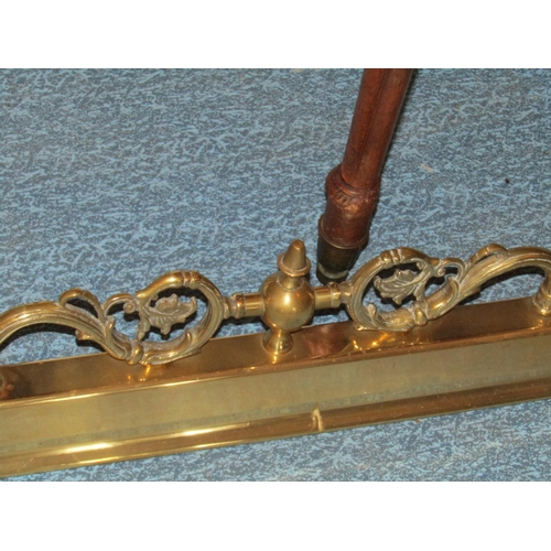 382 - Antique Adjustable Width Cast Brass Fire Fender with Central Scrolled Form Decoration Extending from... 