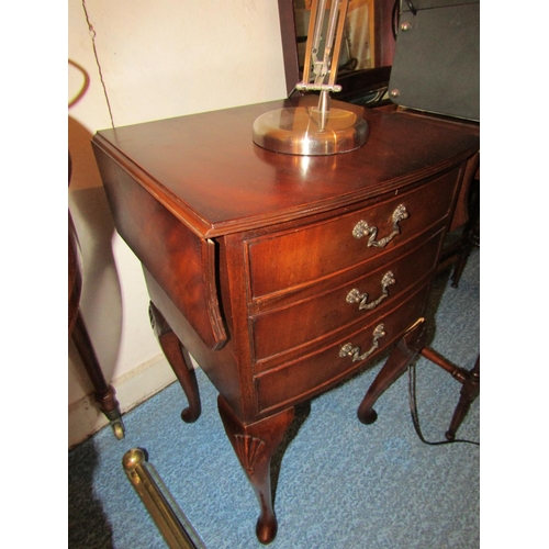 383 - Antique Mahogany Three Drawer Side Locker with Drop Leaf Ends above Shell Carved Cabriole Supports A... 