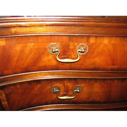 390 - Antique Figured Mahogany Serpentine Front Chest of Drawers Two Short Four Long Drawers above Shaped ... 