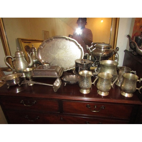 393 - Collection of Various Antique Silver Plate including Entre Dish Tureen Spoon and Others Quantity As... 