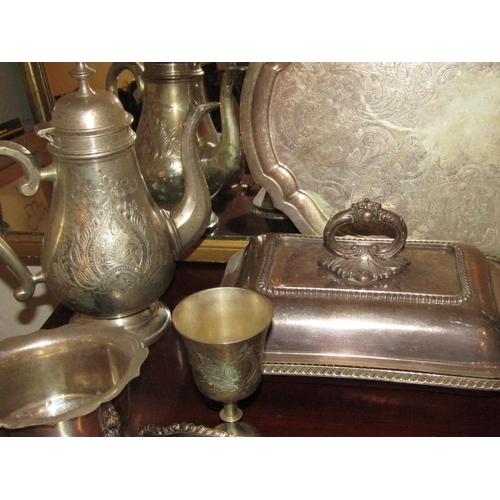 393 - Collection of Various Antique Silver Plate including Entre Dish Tureen Spoon and Others Quantity As... 