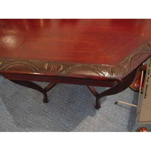 394 - Antique Mahogany Octagonal Form Centre Table with Undertier above Shaped Supports Approximately 34 I... 