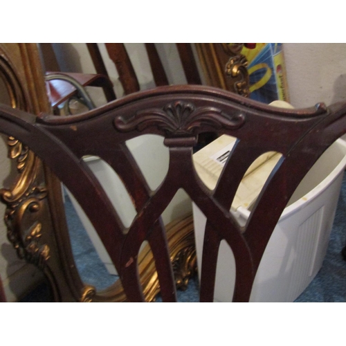 395 - Pair of Antique Chippendale Side Chairs with Well Carved Back Rests above Claw and Ball Supports