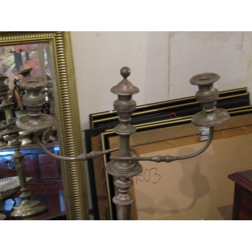 397 - Silver Plated Candelabra and Two Other Silver Plated Items including Fruit Basket with Inset Cut Cry... 