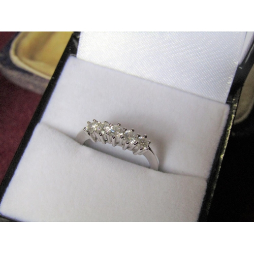 413 - 18 Carat White Gold Five Stone Diamond Ring Size K