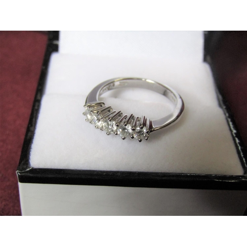 413 - 18 Carat White Gold Five Stone Diamond Ring Size K