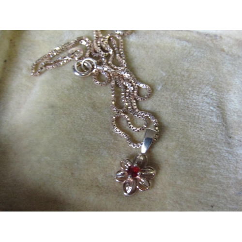 414 - 9 Carat Gold Ladies Pendant Necklace with Inset Ruby