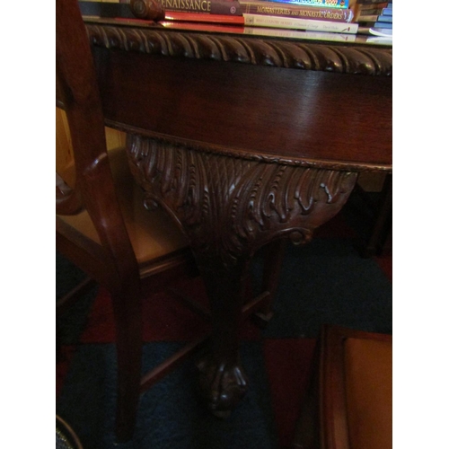 432 - Victorian Mahogany Chippendale Dining Room Table with Two Extra Leafs and Leather Felt Covered Prote... 