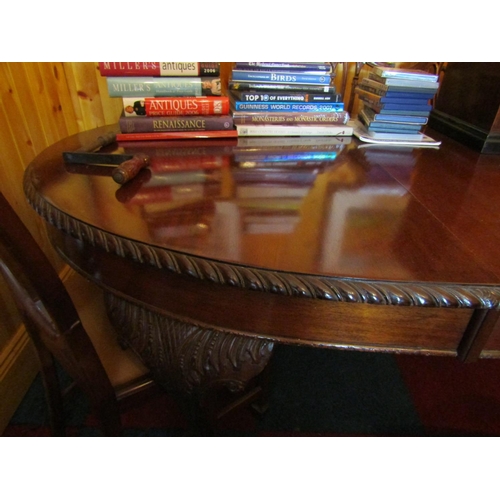 432 - Victorian Mahogany Chippendale Dining Room Table with Two Extra Leafs and Leather Felt Covered Prote... 