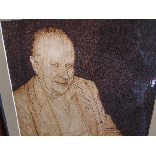 437 - Irish School Portrait Grandfather with Grandchild Mr. Slattery Senior Tempera Signed Indistinctly Bo... 