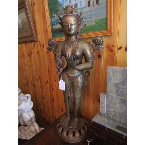 447 - Large Eastern Bronze Figure of Standing Deity Approximately 26 Inches High