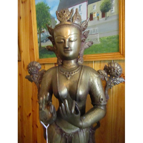 447 - Large Eastern Bronze Figure of Standing Deity Approximately 26 Inches High