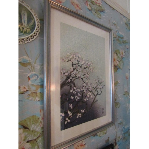 471 - Three Framed Pictures including Japanese Cherry Blossom Largest Approximately 24 Inches High x 18 In... 