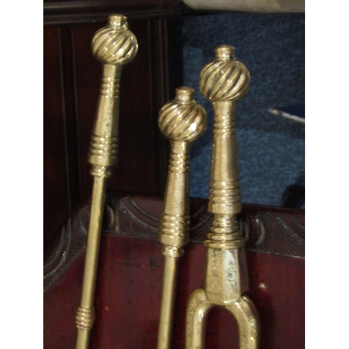 481 - Set of Three Cast Brass Fire Irons