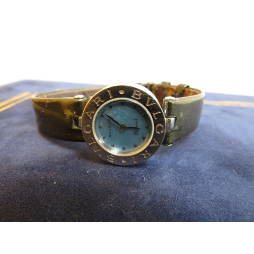 484 - Bulgari Ladies Wristwatch with Circular Dial Set on Original Bulgari Dark Green Leather Strap Good C... 