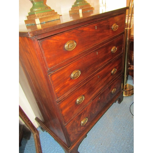 500 - Regency Figured Mahogany Chest of Four Drawers on Bracket Supports Approximately 38 Inches Wide x 46... 