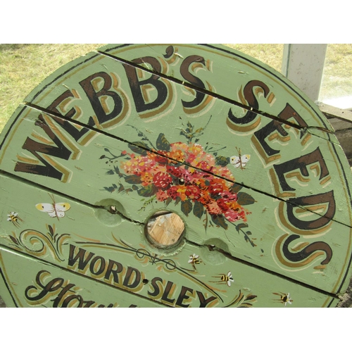 516 - Painted Circular Form Garden Seed Advertisement On Wood Approximately 3ft Diameter