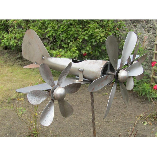 521 - Aeronautical Motif Wind Vane Aluminium and Iron Approximately 5ft High