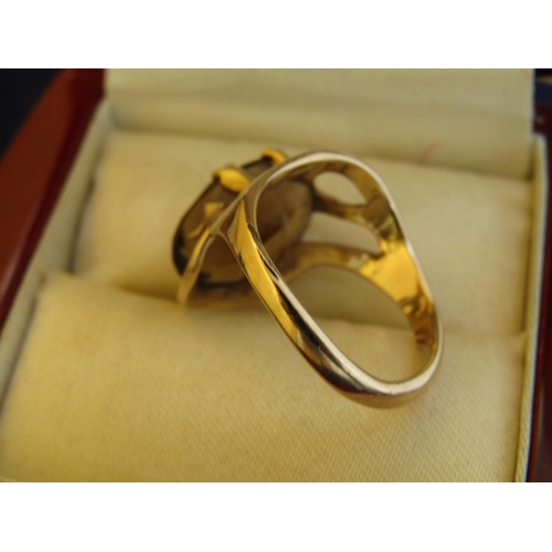 527 - Vintage 9 Carat Gold Oval Facet Cut Ladies Smokey Garnet Dress Ring, Ring Size M and a Half