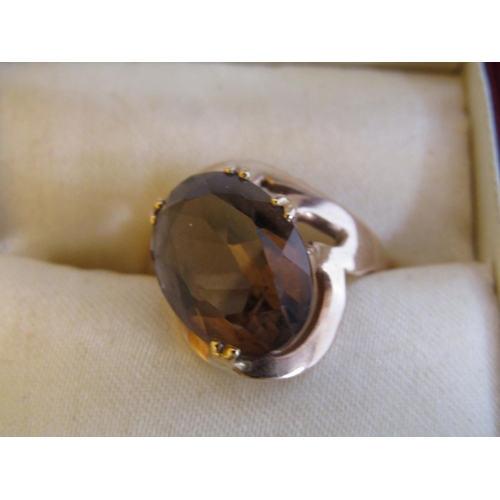 527 - Vintage 9 Carat Gold Oval Facet Cut Ladies Smokey Garnet Dress Ring, Ring Size M and a Half