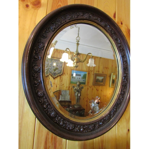 545 - Antique Oval Form Wall Mirrors with Gilt Inset Slips Each Approximately 24 Inches High