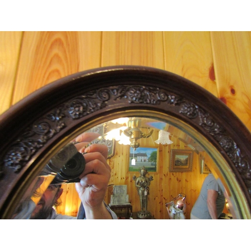 545 - Antique Oval Form Wall Mirrors with Gilt Inset Slips Each Approximately 24 Inches High