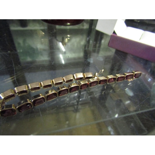 550 - 9 Carat Gold Mounted Red Garnet Inset Ladies Bracelet of Articulated Form Attractive Colour and Deta... 