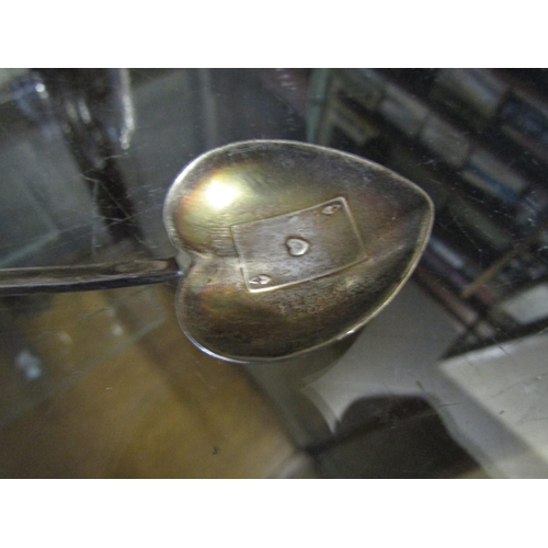 561 - Antique Solid Silver Gamblers Spoon with Dice and Card Motif Decoration Approximately 7 Inches Long