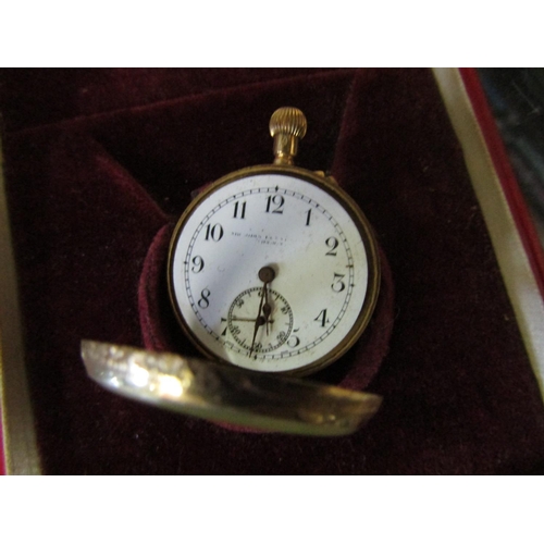 564 - 18 Carat Gold Cased Ladies Pocket Watch with Glazed Hinged Cover Chased Detailing