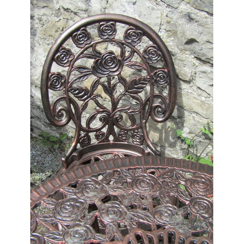 566 - Cast Iron Circular Form Table with Three Matching Chairs