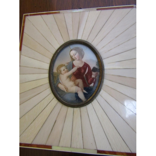 584 - Three Antique Miniature Pictures including Gilt Framed Example Approximately 5 Inches Wide