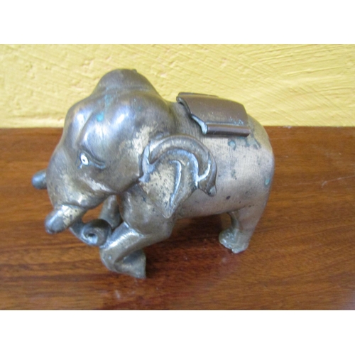 589 - Antique Bronze Figure of Elephant Possibly Eastern Incense Burner Approximately 5 Inches Wide