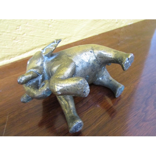 589 - Antique Bronze Figure of Elephant Possibly Eastern Incense Burner Approximately 5 Inches Wide