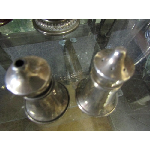 602 - Pair of Solid Silver Salt and Peppers Pedestal Form Each Approximately 3 Inches High