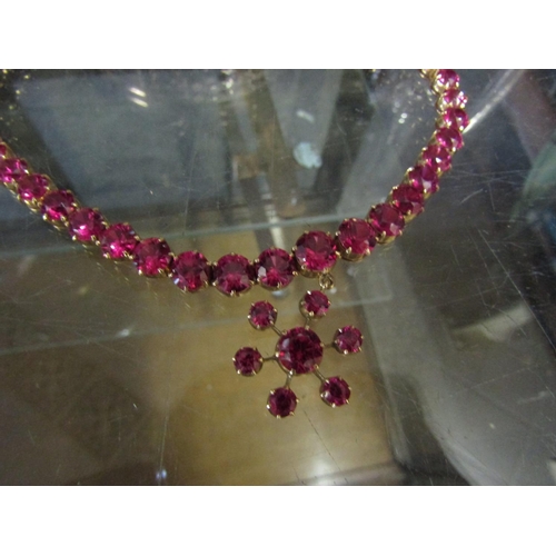 605 - Pink Zircon 18 Carat Gold Mounted Ladies Necklace with Starburst Pendant Pink Zircon Set Attractive ... 