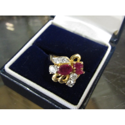 606 - Ruby and Diamond 18 Carat Yellow Gold Ladies Ring of Good Colour