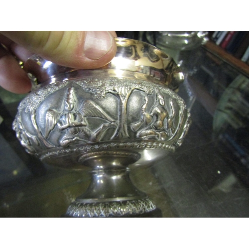 618 - Antique Solid Silver Pedestal Form Bowl with Figural and Landscape Decoration to Frieze Approximatel... 