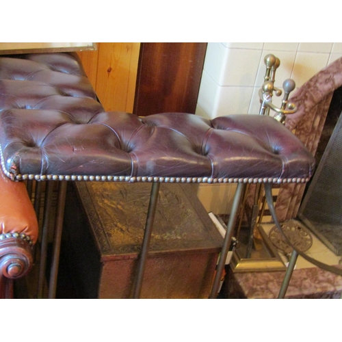 631 - Long Cast Brass Rail Form Club Fender 7ft Wide with Deep Button Leather Seats Good Original Conditio... 