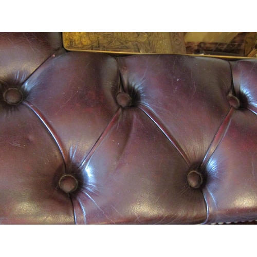 631 - Long Cast Brass Rail Form Club Fender 7ft Wide with Deep Button Leather Seats Good Original Conditio... 