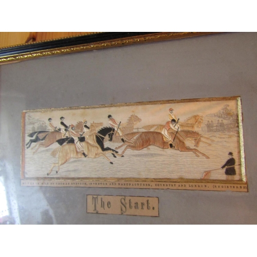 632 - Regency Needlework Racing Scene with Original Oil Painting Estuary and Woven Picture of Kingfisher T... 