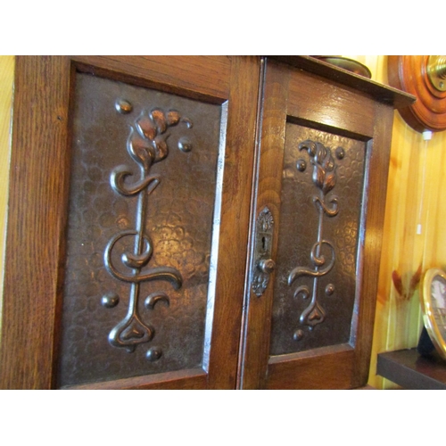 634 - Art Nouveau Two Door Wall Mounted Smokers Cabinet with Fitted Interior Pipes etc Various Items to To... 