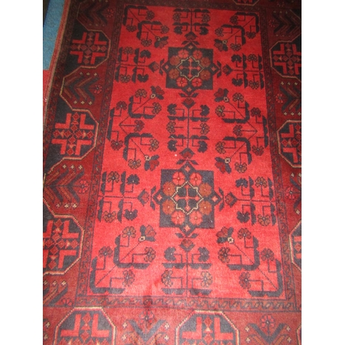 636 - Persian Pure Wool Rug of Dark Burgundy Ground Approximately 4ft 6 Inches Long