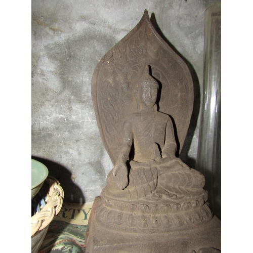 645 - Various Items Under Stairs As Photographed including Seated Deity