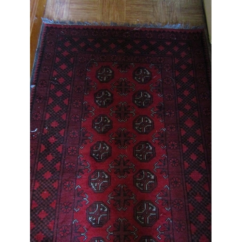 647 - Persian Pure Wool Rug Dark Burgundy Ground Approximately 6ft Long x 4ft Wide